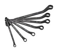MichaelPro MP001217 7-Piece Double Ring Spanner Set, Black Oxide Bolt Extractor Offset Spanner Set, Offset Spanner, Ring Spanner, Swan Neck Ring Spanner Set, Metric