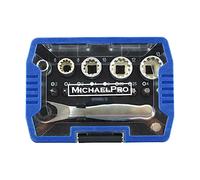 MichaelPro MP012006 1/4" Mini High Torque Mini Ratchet Screwdriver 17 in 1 Short Quarter Ratchet with Bits, Slotted and Adapter