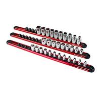 MichaelPro MP014001 3-Piece Aluminum Socket Organizer Rail Set- 1/4-inch, 3/8-Inch, and 1/2-Inch Drive Tool Socket Organizers Hold 46 Sockets, Heavy Duty Socket Storage