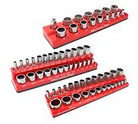 MichaelPro MP014003 3-Pc Magnetic Socket Organizer- 1/4-inch, 3/8-Inch & 1/2-Inch Drive Magnetic Socket Holder Kit in SAE, Professional Grade Socket Organizers for Toolboxes/Cabinets (SAE)