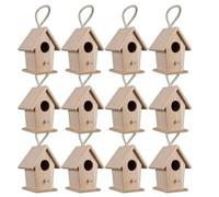 Michaels 4.3" Traditional Birdhouse by Make Market - Unfinished Hanging Birdhouse Made of 100% Wood, Outdoor Nesting Boxes - Bulk 12 Pack