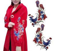 Michear 1 Pair Phoenix Embroidered Iron On Patches for Clothing Bird Cloth Applique Patches Premium Polyester Thread Fabric Badges for Jeans Bags Hats DIY Crafts