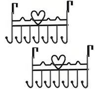 Michear 2pcs Over The Door Hook, Large No-Drill Hanger for Coat, Towel, Bag, Robe (Black)