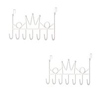 Michear 2pcs Over The Door Hook, Large No-Drill Hanger for Coat, Towel, Bag, Robe (Crown-White)