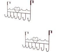 Michear 2pcs Over The Door Hook, Large No-Drill Hanger for Coat, Towel, Bag, Robe (Love-Brown)