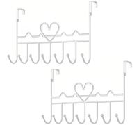 Michear 2pcs Over The Door Hook, Large No-Drill Hanger for Coat, Towel, Bag, Robe (White)