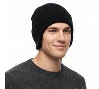 Michear Beanie Hat Men with Earflaps Outdoor Activity Thick Beanie Hats for Women Winter Warm Woolly Beanie Unisex Fleece Lined Knit Men's Skullies & Beanies (UK, Alpha, One Size, Black)