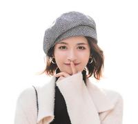 Michear Beret Hat Women Autumn Winter Warm Womens Hats Knit Hat Womens Newsboy Cap with Inner Lining Classic Painter Cap Women Accessories (UK, Numeric, 7, 7 1/4, Black)