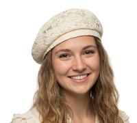 Michear Beret Hat Women Vintage Hats for Women UK Lace Structured Brim Breathable Cotton Lining Elegant Women's Brerets Dressy Hair Accessory for Spring Autumn (UK, Alpha, One Size, Beige)
