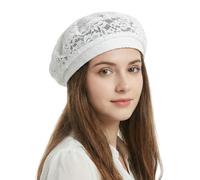 Michear Beret Hat Women Vintage Hats for Women UK Lace Structured Brim Breathable Cotton Lining Elegant Women's Brerets Dressy Hair Accessory for Spring Autumn (UK, Alpha, One Size, White)