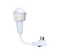 Michear Disco Light,Colorful Rotating Magic Ball Light Bulb,Automatic Rotating Disco Mini Bulb Ball with Plug,Crystal Ball LED Stage Light for Party Home Stage Light (White+UK Plug)