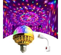 Michear Disco Light,Colorful Rotating Magic Ball Light Bulb,Automatic Rotating LED for Party Home Stage Light (Ball Lamp+UK Plug)