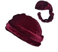 Michear Halo Turban Durag for Men Silky Satin Lined Head Wrap Turban Vintage Twist Head Stretch Scarf Wrap for Dreads (Wine red)