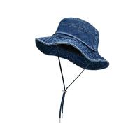 Michear Sun Hats for Men,Denim Bucket Hat, Summer Sun Protection Wide Brim Outdoor Fishing Walking Hiking Boonie Hat with Adjustable Chin Strap Breathable (UK, Alpha, One Size, M, Navy Blue)