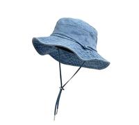 Michear Sun Hats for Men Women,Denim Bucket Hat, Summer Sun Protection Wide Brim Outdoor Fishing Walking Hiking Boonie Hat with Adjustable Chin Strap Breathable (UK, Alpha, One Size, M, Light Blue)