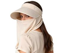 Michear Sun Visors for Women Men Summer Hat UPF50+ Wide Brim Summer Sun Hats for Women UK with Detachable Neck Cape Open Top/Bucket/Neck Guard for Outdoor Activities ((UK, Alpha, One Size, Beige)