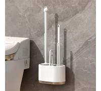 Michear Toilet Brush,4PCS Silicone Toilet Brush Flexible Bristles,Toilet Deep Cleaner Set with Ventilated Holder and Base Standing & Wall Mounted Toilet Bowl Brush(White)