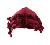 Michear Turban for Men Durag Raw Edge Bandana Hat Men's Hip Hop Personalised Pullover Hat Stretchy Head Scarf Silky Satin Lined Halo Turban Twisted Straps Sweat Head Wrap (Wine Red)