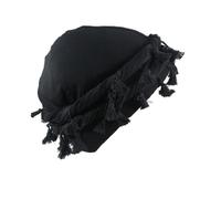 Michear Turban for Men Durag Raw Edge Bandana Hat Men's Hip Hop Personalised Pullover Hat Stretchy Head Scarf Silky Satin Lined Halo Turban Twisted Straps Sweat Head Wrap Black