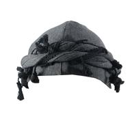 Michear Turban for Men Durag Raw Edge Bandana Hat Men's Hip Hop Personalised Pullover Hat Stretchy Head Scarf Silky Satin Lined Halo Turban Twisted Straps Sweat Head Wrap (Dark Grey)