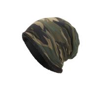 Michear Winter Thermal Fleece Camouflage Beanie Hat, Men's Lined Army Camo Outdoor Skull Cap (UK, Alpha, One Size, Green)