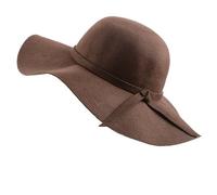 Michear Women's Fedora Hats Wide Brim Wave Style Sun Hat, Floppy Foldable Felt Bowler with Lovely Ribbon (UK, Alpha, M, Coffee)