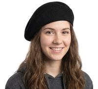 Michear Women's Knit Beret Hat, French Classic Summer Straw Beanies Cap(UK, Alpha, One Size, Black)