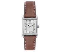 Michel Herbelin Art Deco Women's Quartz Watch with Grey Dial Analogue Display and Brown Leather Strap 17478/22GO