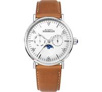 Michel Herbelin Montre Inspiration Moonphase Brown Leather Strap White Dial 12747/AP11GO