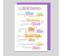 Michel Verlag Christening Greeting Card, High-Quality Christening Card with Saying, Includes Envelope for Girls and Boys, Religious Christening Congratulations, Gift Idea Christening Child Christening