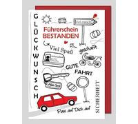 Michel Verlag Congratulations on driving licence, folding card, 17 x 12 cm, including envelope, card for passing driving test, congratulations card, driving licence car, made in Germany (passed)