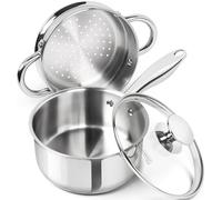MICHELANGELO 1.5 Quart Saucepan with Steamer, Stainless Steel Saucepan with Lid, Triply Bottom Induction Compatible, Multipurpose Sauce Pot, Dishwasher Safe