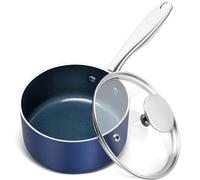 MICHELANGELO 1 Quart Saucepan with Lid, Nonstick Ceramic Sauce Pan with Stainless Steel Handle, 1 Qt Saucepan with Lid Oven Safe, Blue