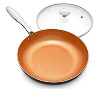 MICHELANGELO 10 Inch Copper Nonstick Frying Pan with Lid, Scratch Resistant Ceramic Coating, Oven and Dishwasher Safe