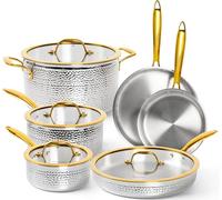 MICHELANGELO 10pcs Triply Stainless Steel Pots and Pans Set, Cookware Set
