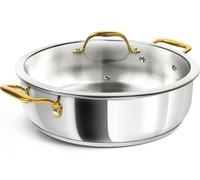 MICHELANGELO 12 Inch Stainless Steel Pan with Lid - Large Saute Pan with Lid, Deep Frying Pan Dishwasher & Oven-Safe, All Cooktops Compatible, 6 Quart