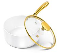 MICHELANGELO 2 Quart Saucepan with Lid, Nonstick Ceramic Sauce Pan with Ergonomic Handle, 2 Qt Small Pot, Oven-Safe, Induction-Compatible, White