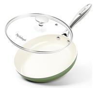 MICHELANGELO 20cm Ceramic Frying Pan, Non Stick Frying Pans with Lid, Small Fry Pan Nonstick, Non Toxic Frying Pan, Ceramic-Coated, Green