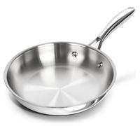 MICHELANGELO 20cm Stainless Steel Frying Pan, Small Skillet with Triply Base, Stainless Steel Pan with Ergonomic Handle, Induction Compatible