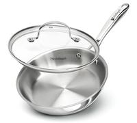 MICHELANGELO 20cm Tri Ply Stainless Steel Frying Pan with Lid, Small Pan