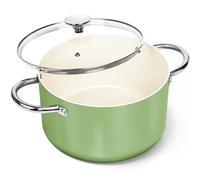 MICHELANGELO 24cm/5.7L Ceramic Soup Pot with Lid, Nonstick Stock Pot, Green
