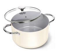 MICHELANGELO 24cm/5.7L Ceramic Stock Pot with Lid, Soup Pot with Lid, Nonstick Soup Pot with Ceramic Coating, Stockpot Induction Compatible Cooking Pot - Beige