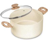 MICHELANGELO 24cm Stock Pot with Lid, 5L Cooking Pot Nonstick Soup Pot with Lid, Induction Pot for Cooking, 5L Pot with Lid, Nonstick Pot for Kitchen, Soup Pot with Bakelite Handle, 24cm Pot，White