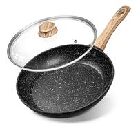 MICHELANGELO 26cm Frying Pan with Lid, Non Stick Pan with Bakelite Handle, Frying Pans for Induction Hob with Stone-Derived Nonstick Coating 100% APEO Free