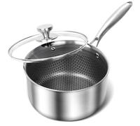 MICHELANGELO 3 Quart Saucepan with Lid, Premium Triple Ply Stainless Steel Sauce Pan with Lid, Sauce Pot with Honeycomb Interior - 3QT