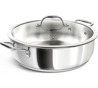 MICHELANGELO 30cm / 7L Stainless Steel Pan with Lid - Large Saute Pan with Lid, Deep Frying Pan Dishwasher & Oven-Safe, All Cooktops Compatible