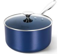 MICHELANGELO 4 Quart Saucepan with Lid, Nonstick Ceramic Sauce Pan with Stainless Steel Handle, 4 Qt Saucepan with Lid Induction Compatible, Oven Safe, Blue