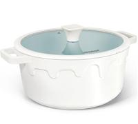 MICHELANGELO 7.8L/28cm Soup Pot with Lid - Nonstick Large Ceramic Stock Pot for Induction Cooktop, 7.8L Non Stick Cooking Pots with Silicone Handle Covers & Pot-Holder, Cream