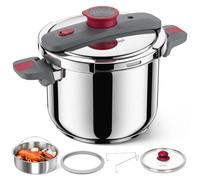 MICHELANGELO 8L Stainless Steel Stovetop Pressure Cooker with Glass Lid | 304 stainless steel pot, low and high pressure, six control points, one-hand opening, all-hob base, large-capacity