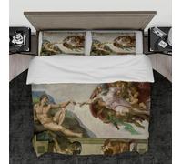 Michelangelo Buonarroti Style Duvet Cover Set 3 Pieces the Creation of Adam Soft Microfiber Bedroom Bedding Set with 2 Pillow Shams Double